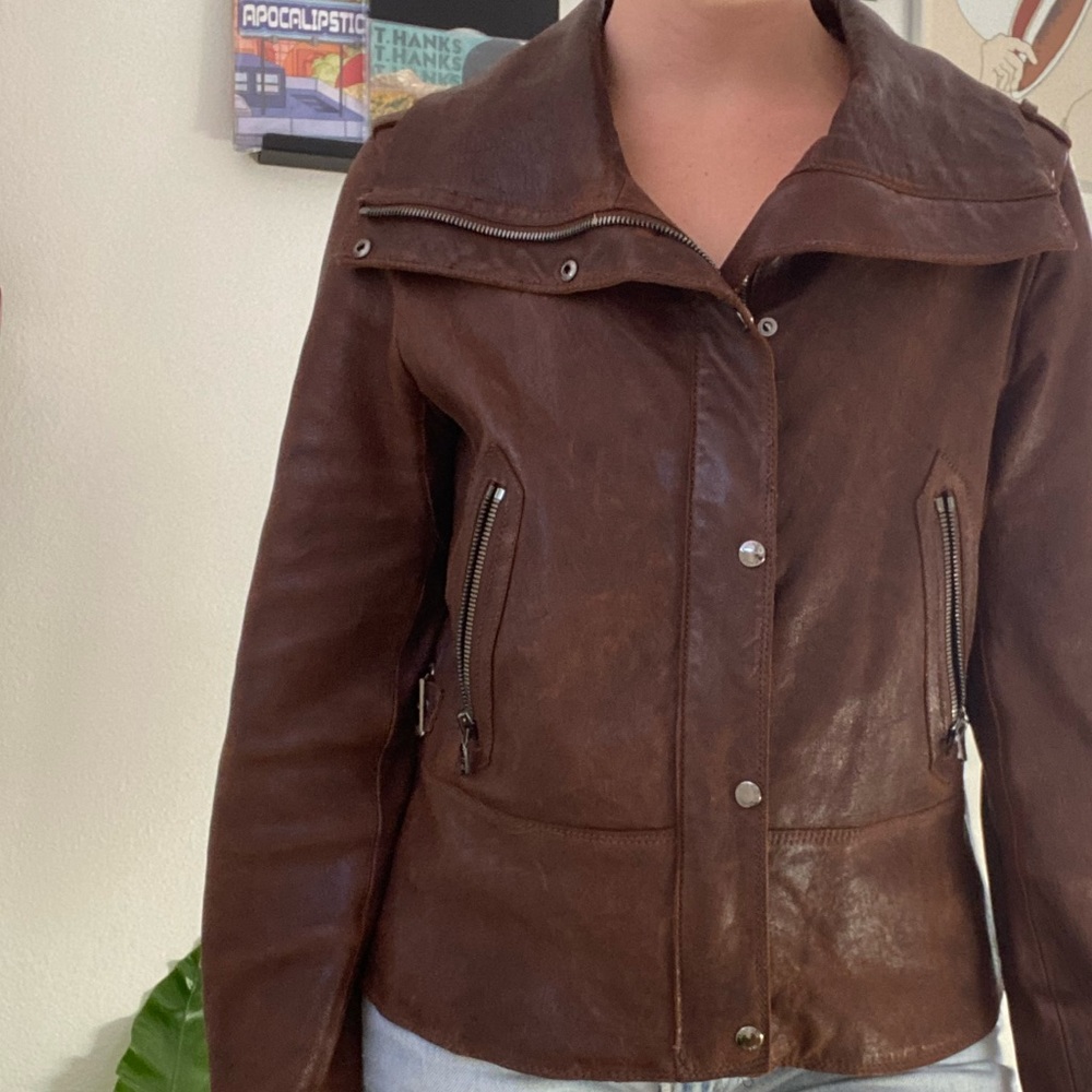 andrew marc brown leather jacket